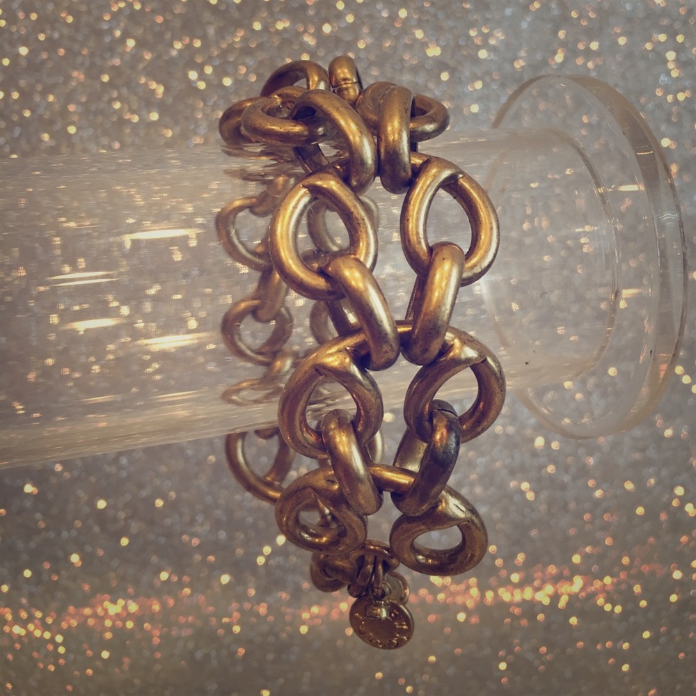 J. Crew Metal Gold/Champagne Tone Swirl Bracelet