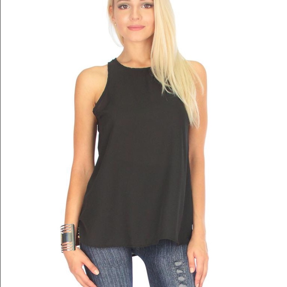 Button Back Top In Black