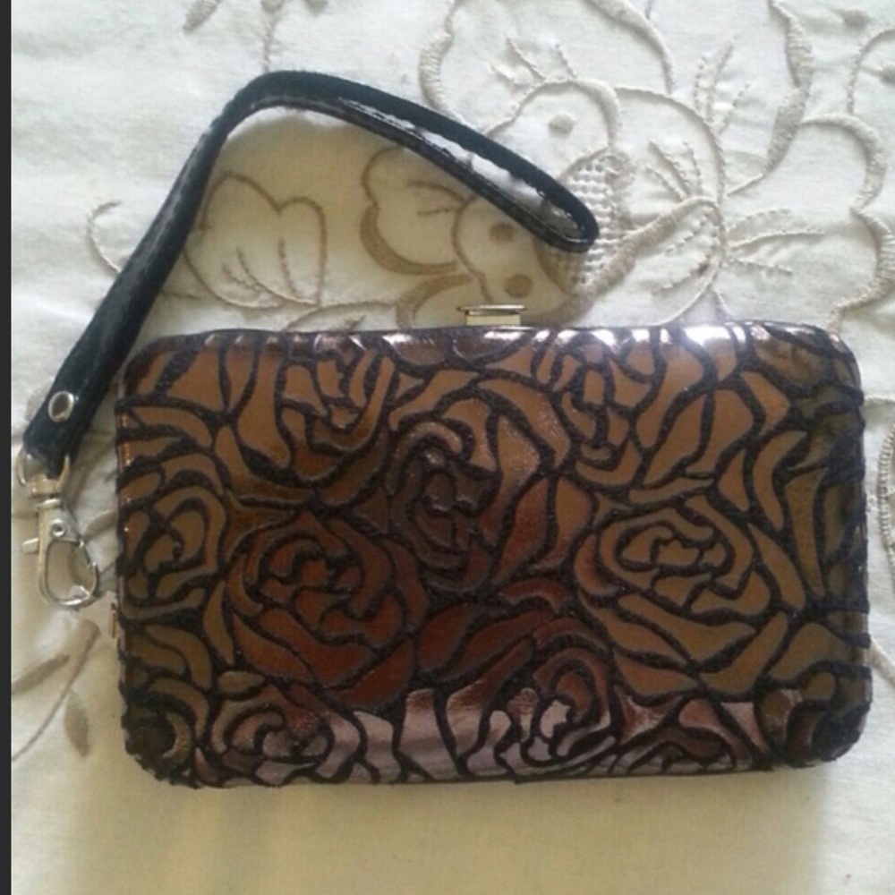 PHONE WALLET/WRISTLETIN ROSE GOLD/BLACK