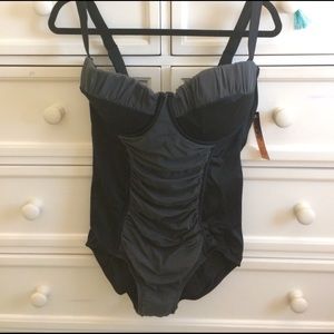 Black and Grey One Piece Swimsuit