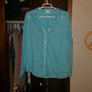 Blue print button down.