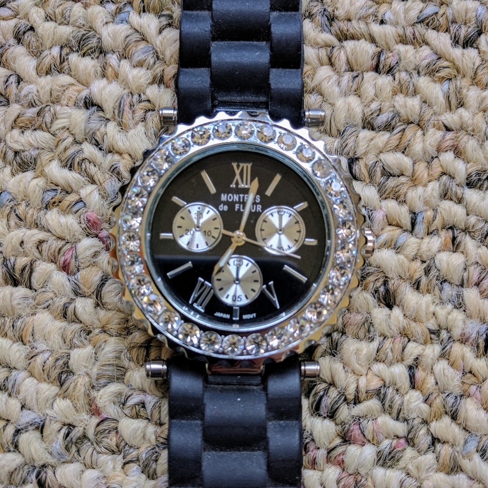 Montres de fleur rhinestone rubber watch band
