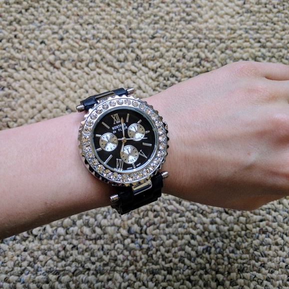 Montres de fleur rhinestone rubber watch band - Picture 2 of 4