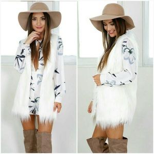 White Faux Fur Vest