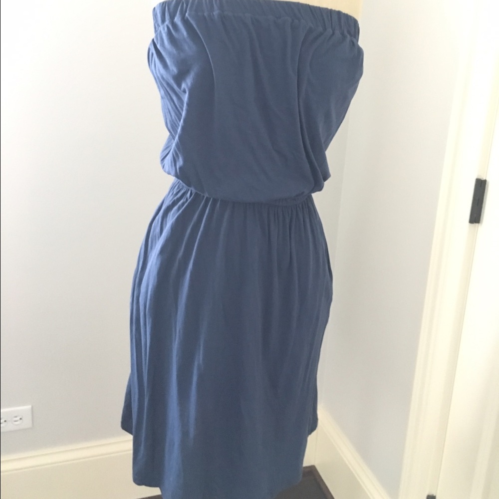 Velvet navy cotton strapless mini dress