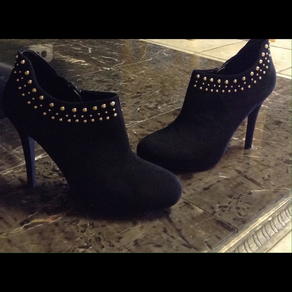 Black Suede Studded Heels