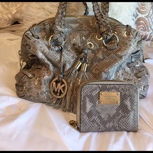 Michael Kors Snakeskin Bag/Matching Wallet Bundle