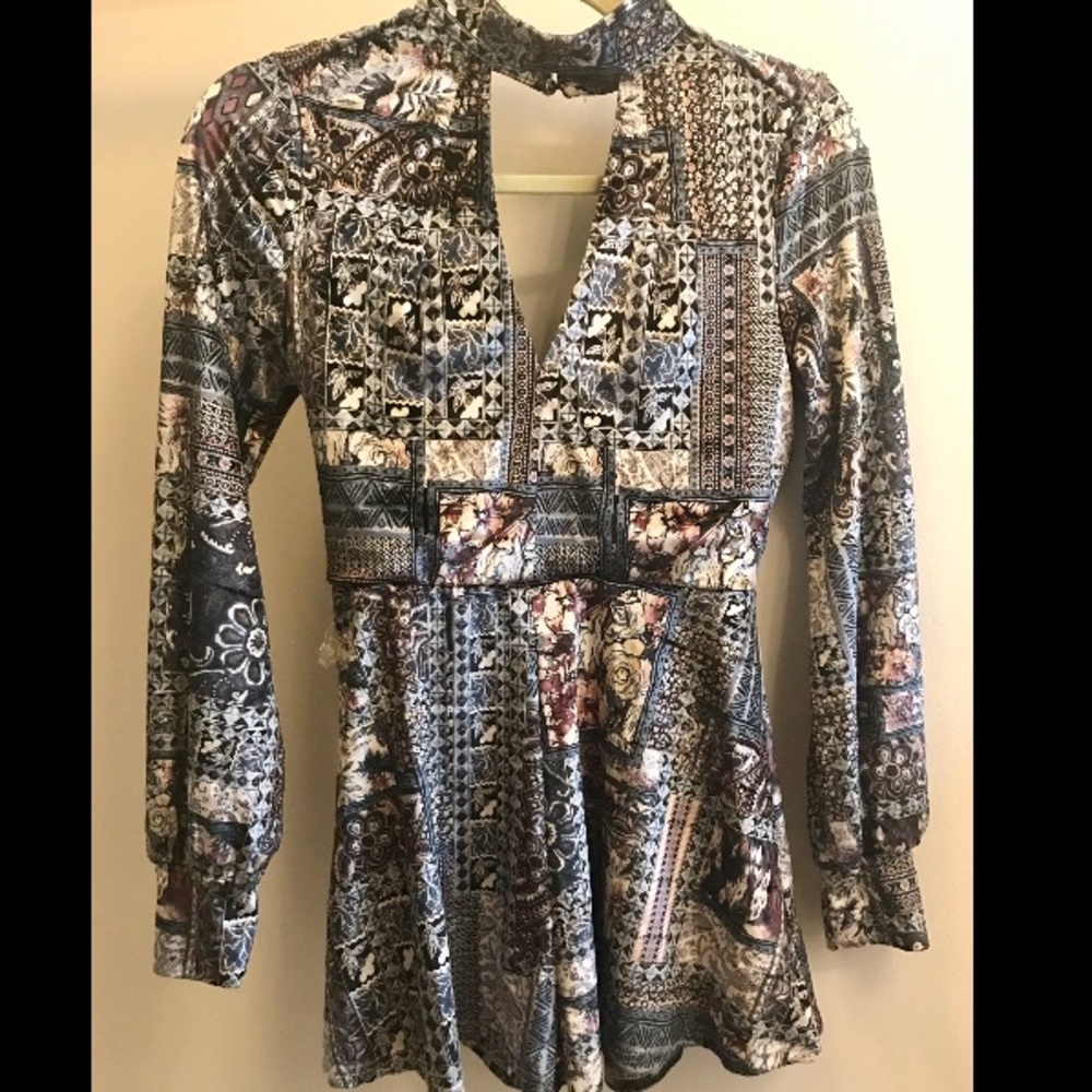 Velvet long sleeve romper