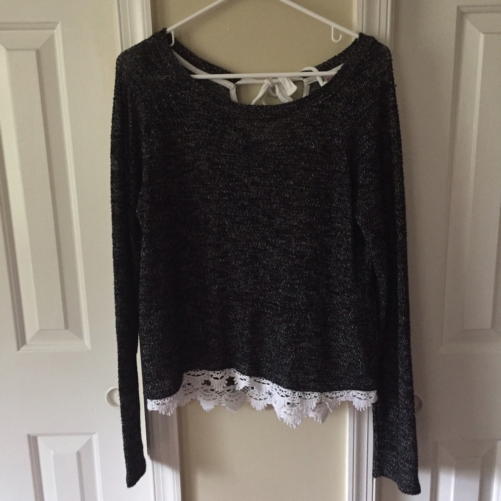 Black Long Sleeve w/ Lace Detailing and Tie Back