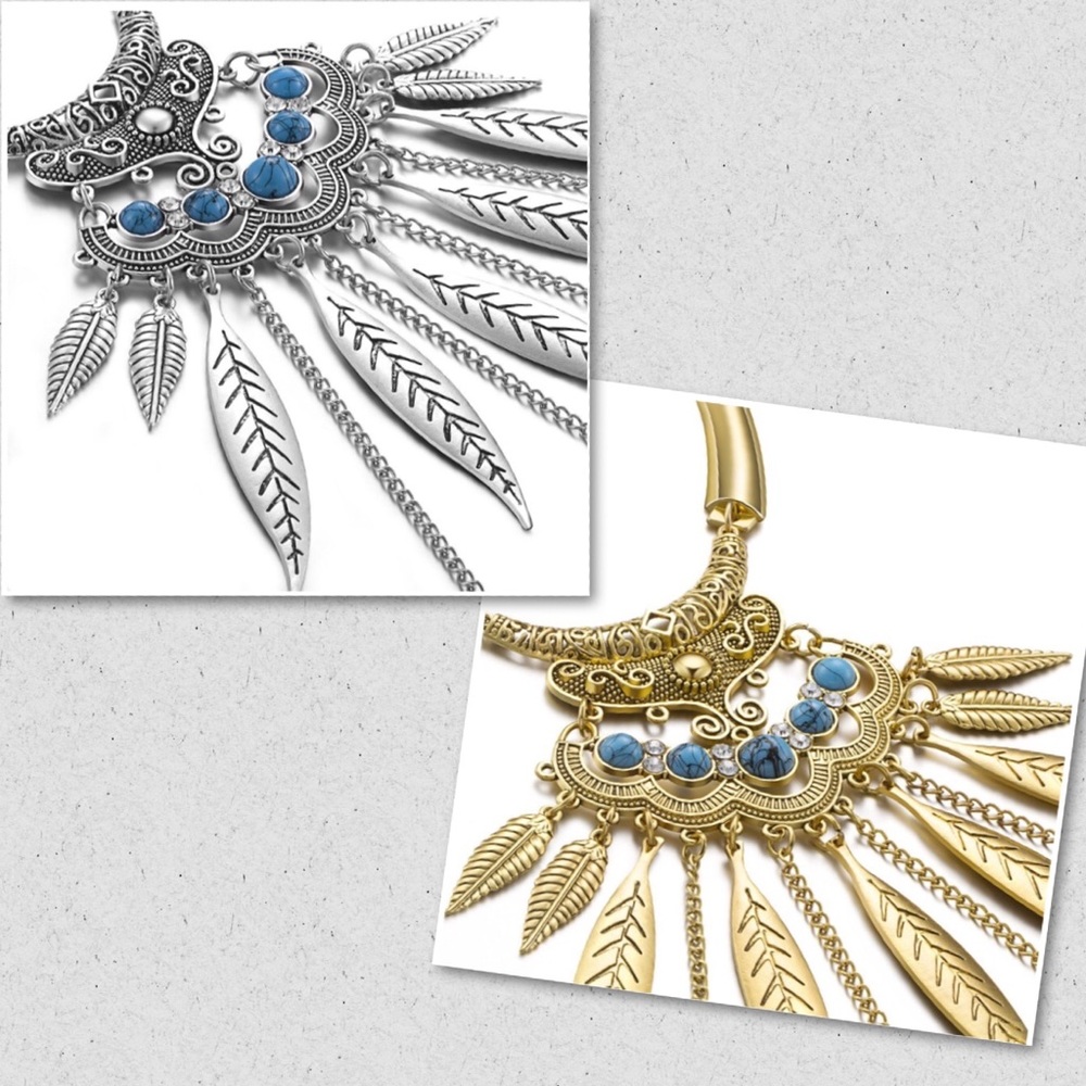 LAST ONE GOLD‼️Boho Feather Drop Necklace - Picture 2 of 7