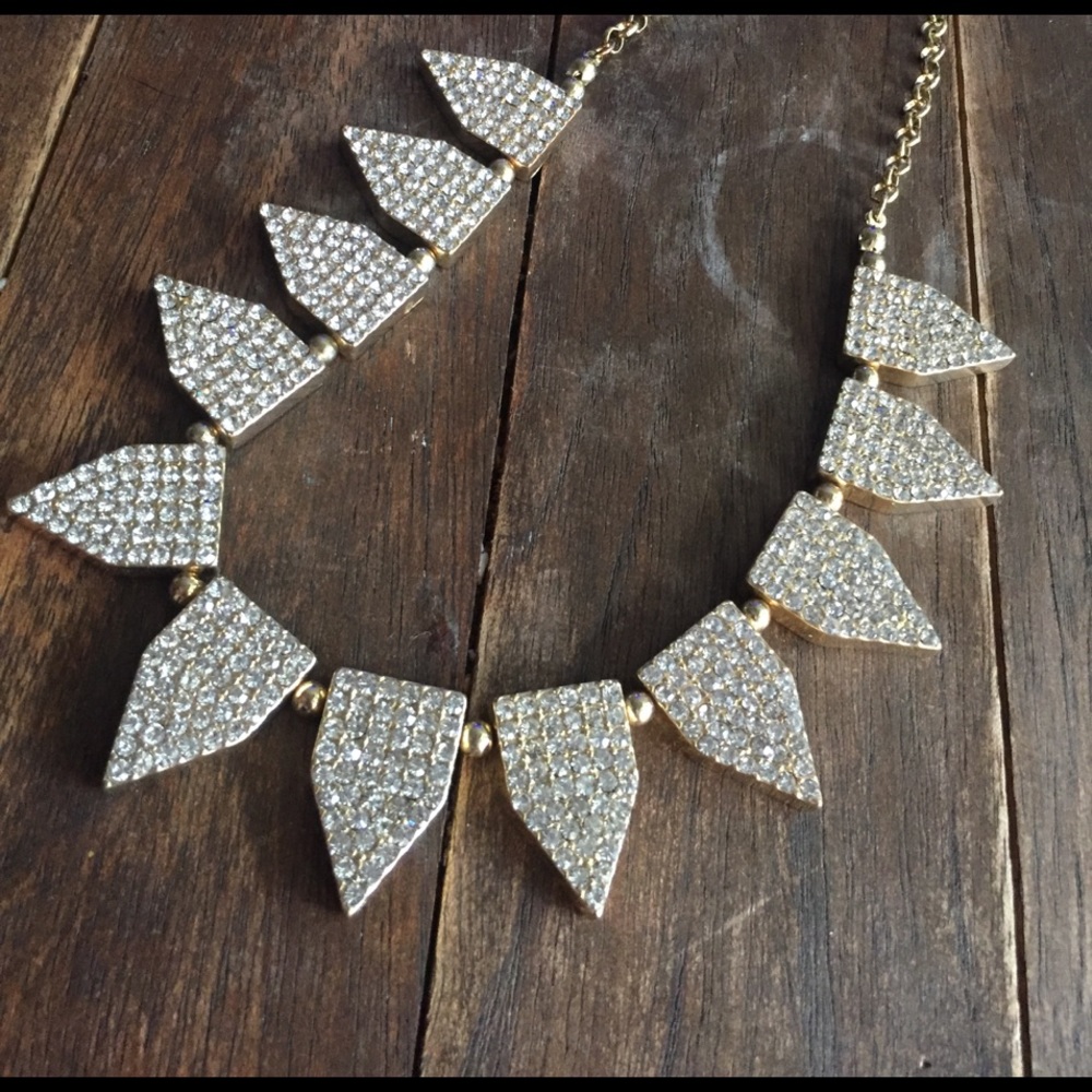 Gold Gemstone Triangle Necklace
