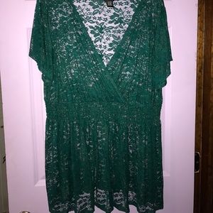 Green and Gold babydoll top. Torrid sz 4.