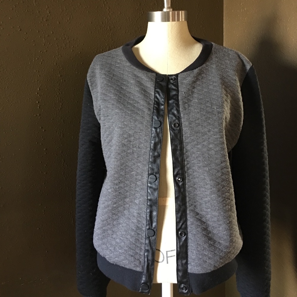 Black and grey bomber style jacket