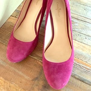 Cole Haan raspberry suede wedges