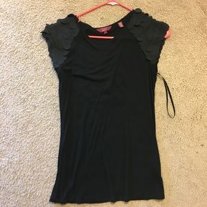 Red baker black cap sleeve t shirt