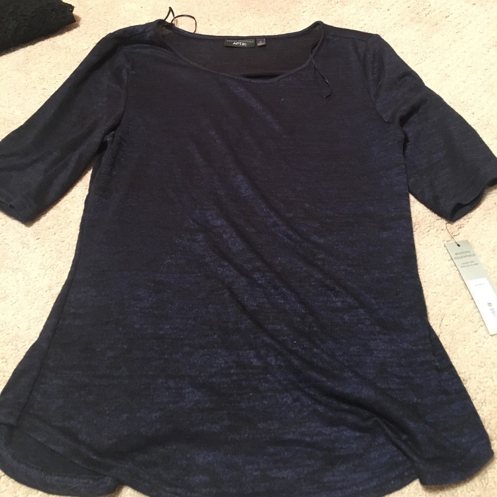 Elbow sleeve shirt, comfortable/ blue-black