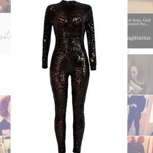 Black sequin jumpsuit