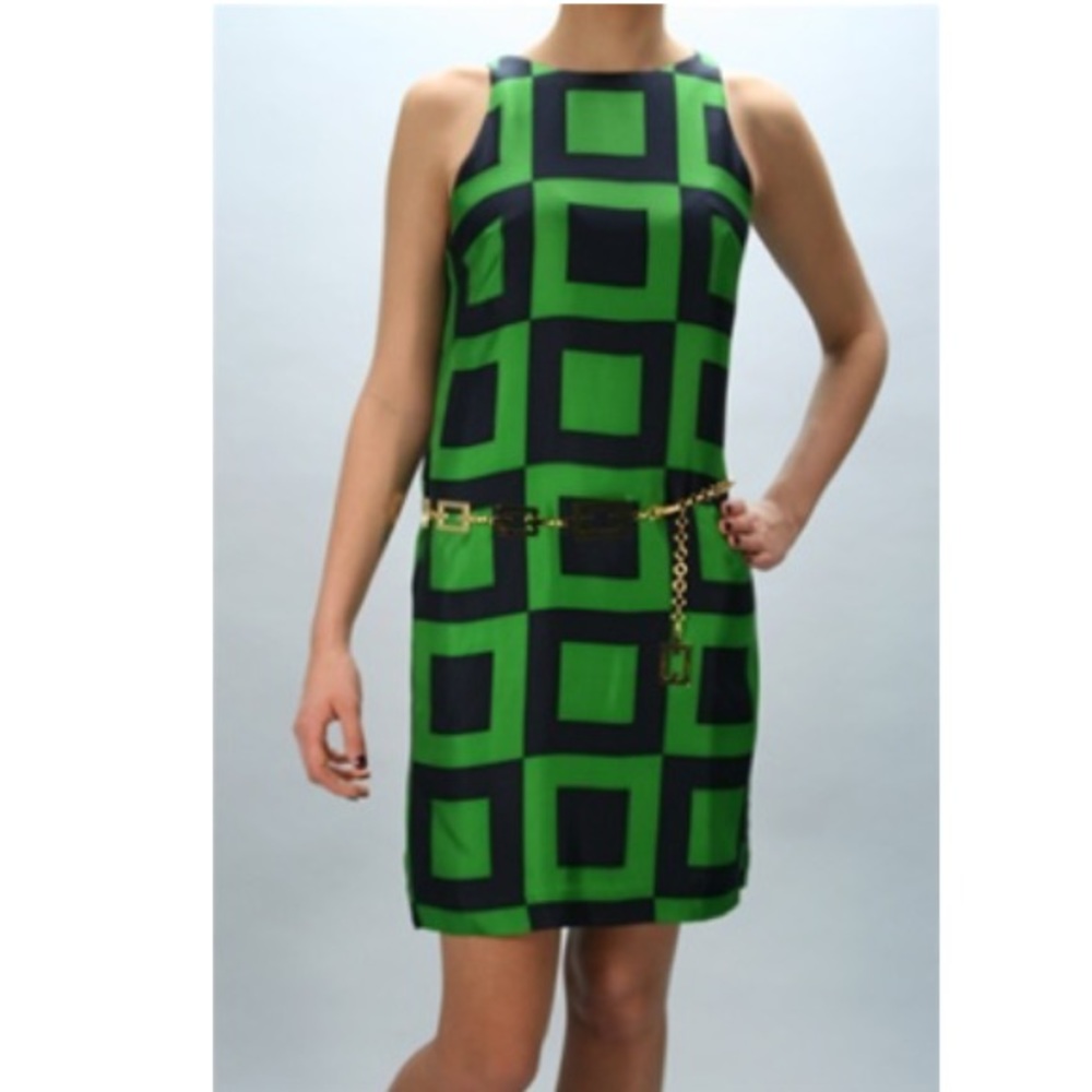 Sold Milly Silk Geometric Print Dress w/Belt