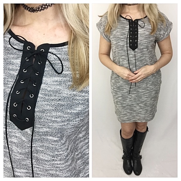 Marled Knit Pocket Tunic Slip Dress S/M - Picture 3 of 6