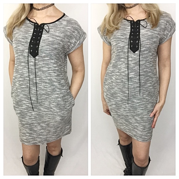 Marled Knit Pocket Tunic Slip Dress S/M - Picture 2 of 6