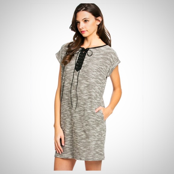 Marled Knit Pocket Tunic Slip Dress S/M - Picture 4 of 6