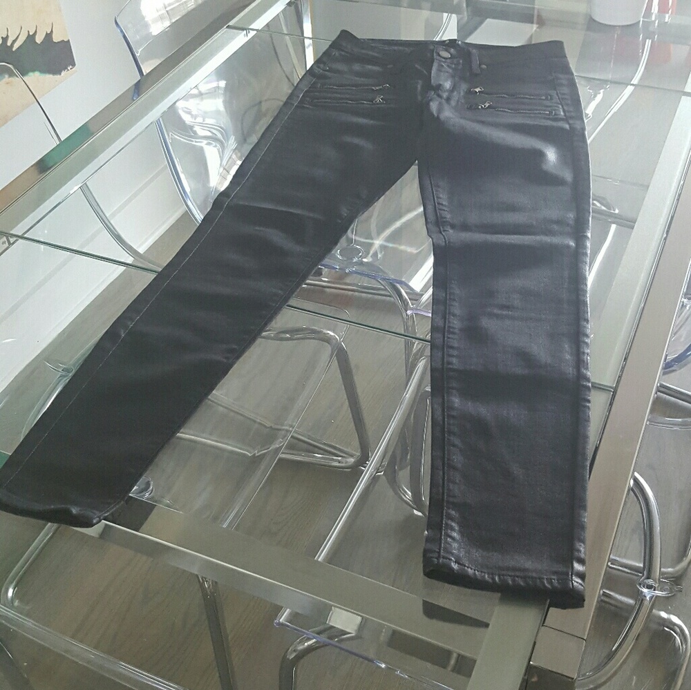 Paige Edgemont coated black jeans