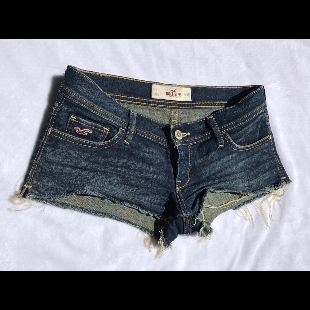 Hollister DARK WASH Cut Off Jean Shorts