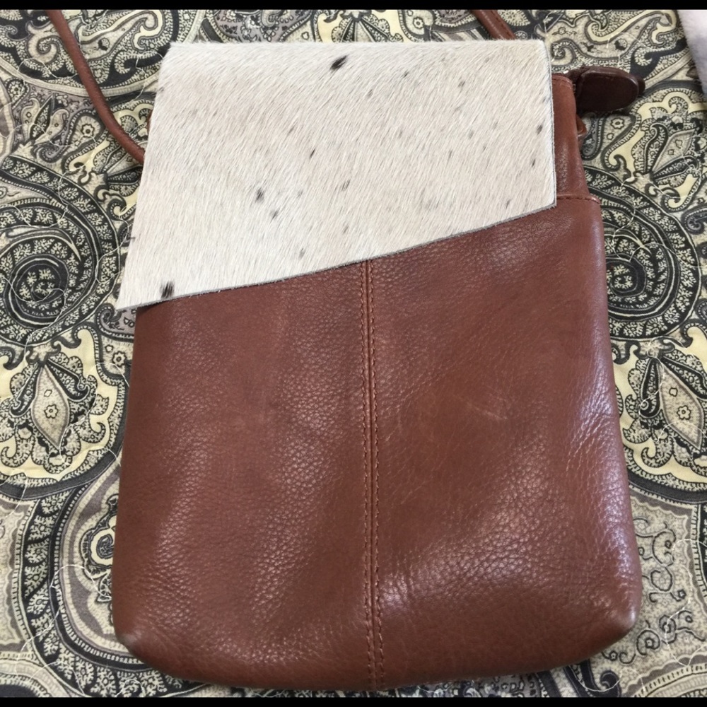 All leather and horse hair side purse