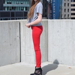 Red fitted pants!
