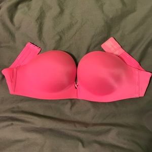 VS Bombshell strapless bra in Hot Pink