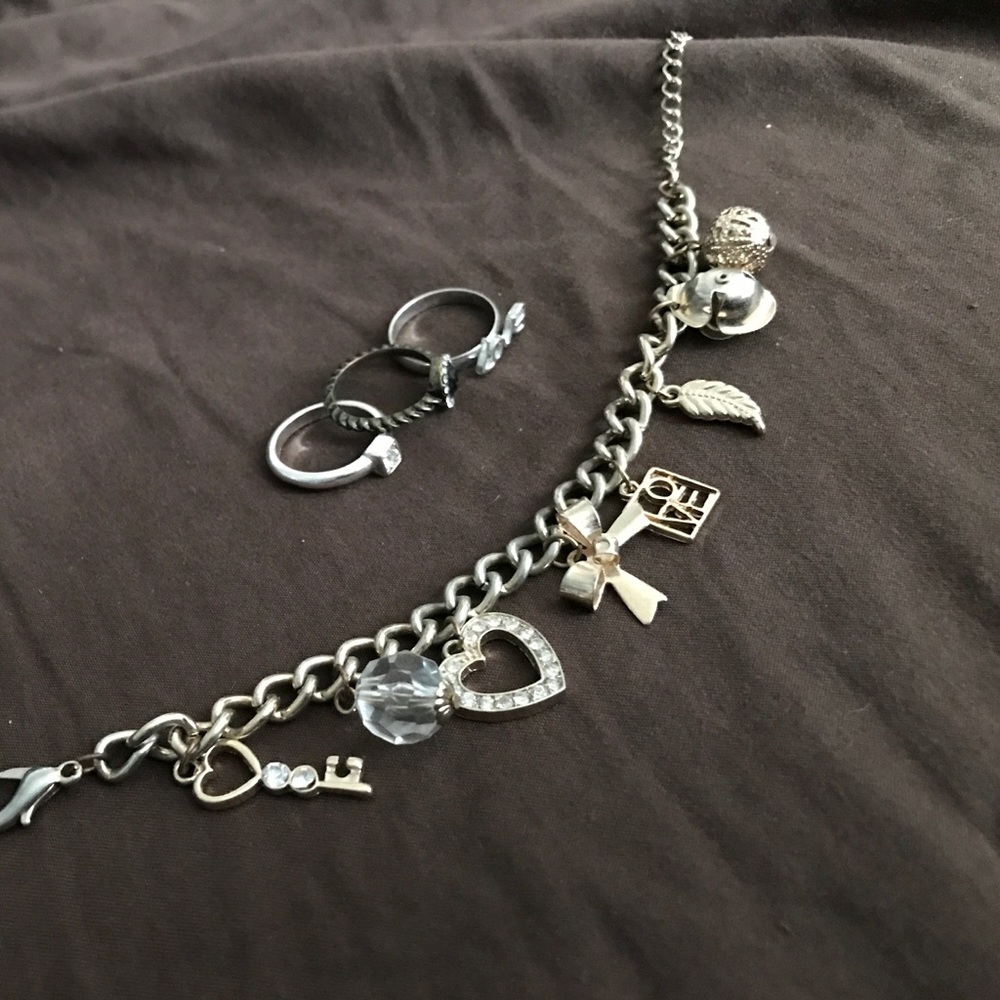 Gold Charm Bracelet & Ring Set