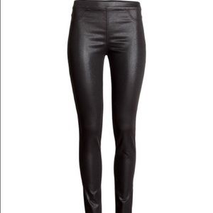 black faux leather high waist pants.