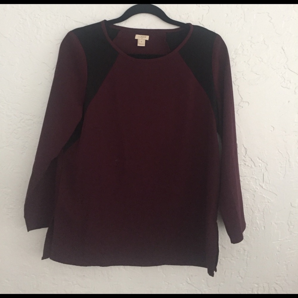 J Crew Maroon and Black Blouse