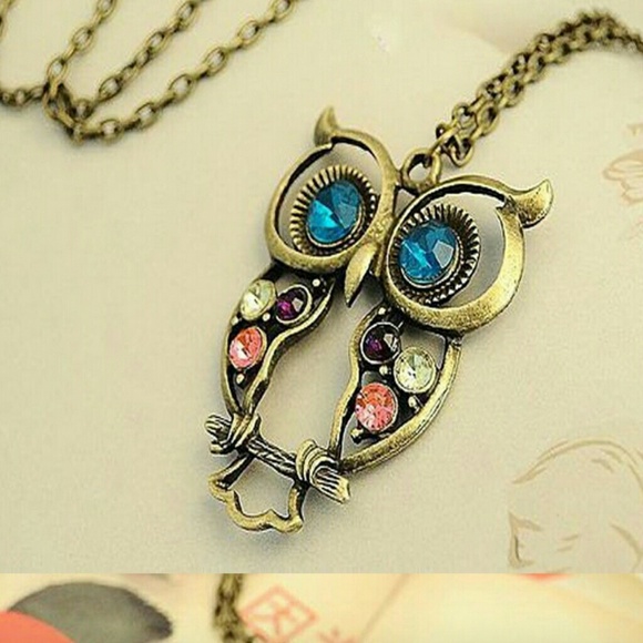 New!! Boho Vintage Gold Owl Necklace - Picture 4 of 7