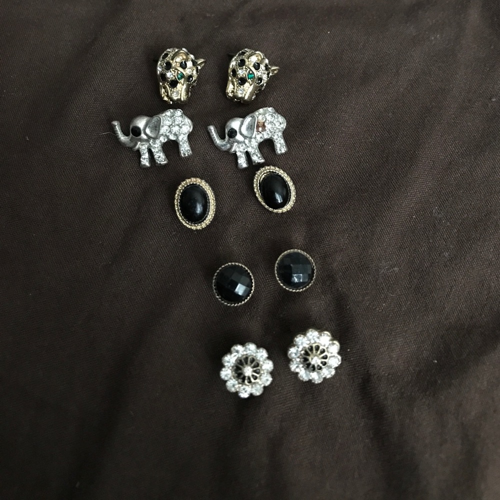 Black, Silver, and Gold Earring Set