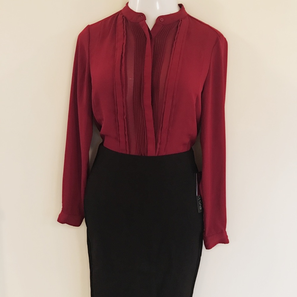 Adrianna Papell Maroon Blouse Work Wear