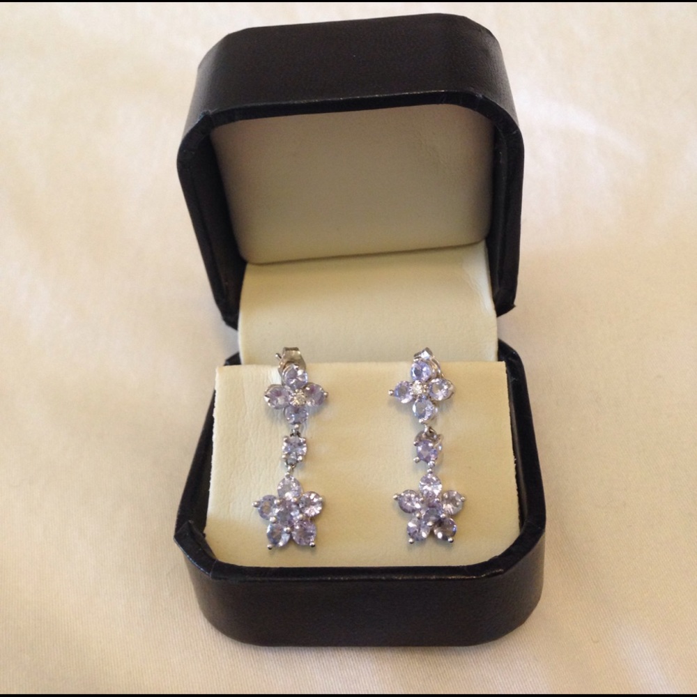 Beautiful tanzanite flower drop earrings
