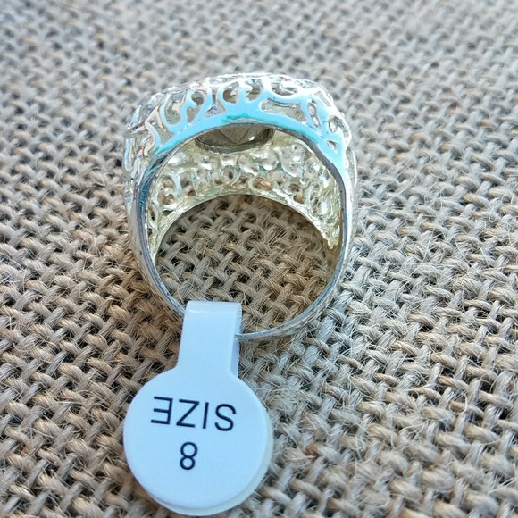 ❌SOLD Sterling Silver Green Filagree Large Ring - Picture 5 of 6