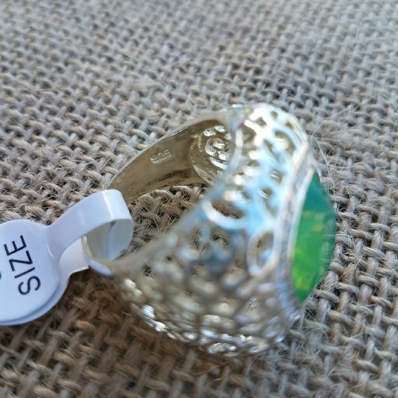 ❌SOLD Sterling Silver Green Filagree Large Ring - Picture 6 of 6