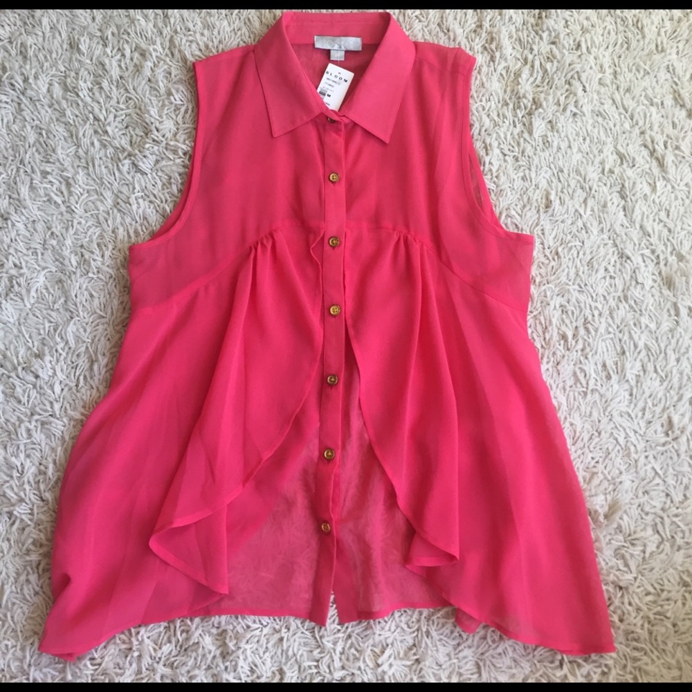 Sleeveless Button Up Coral Top