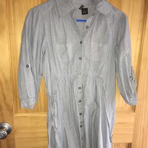 Blue and white stripped button down.