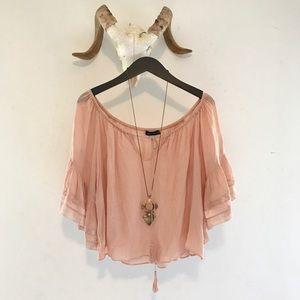 Zara Pink Off-The-Shoulder Blouse Zara Pink Off-The-Shoulder Blouse