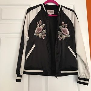 Silky Floral Bomber Jacket