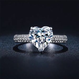 Solitaire Heart Silver Engagement Ring