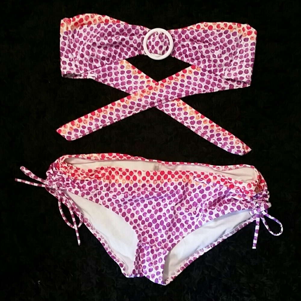 VS purple and red polka dot swim suit (set) L. GUC - Picture 1 of 7