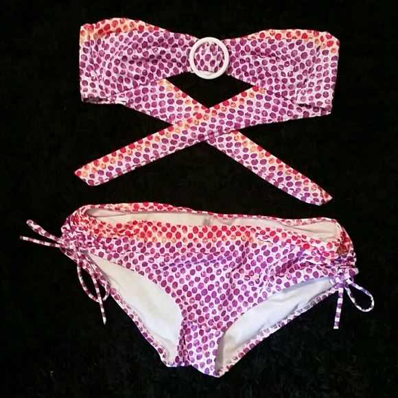 Victoria's Secret Other - VS purple and red polka dot swim suit (set) L. GUC