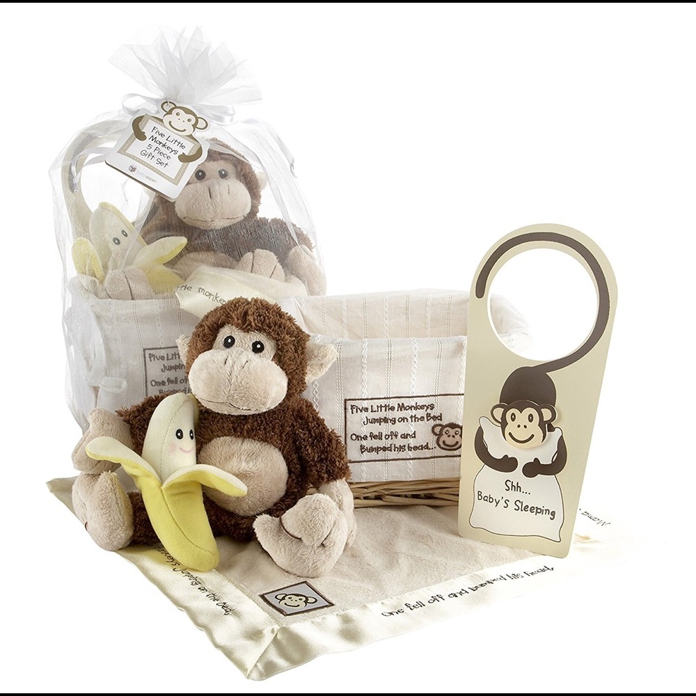Baby Aspen 5 piece monkey gift set