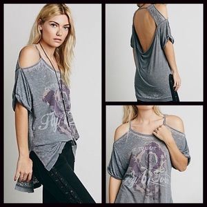 Free People distressed cut-out tee