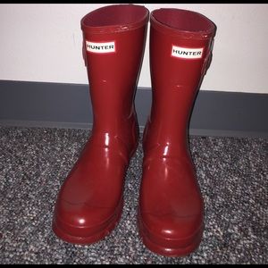 Red Glossy Short Hunter Boots