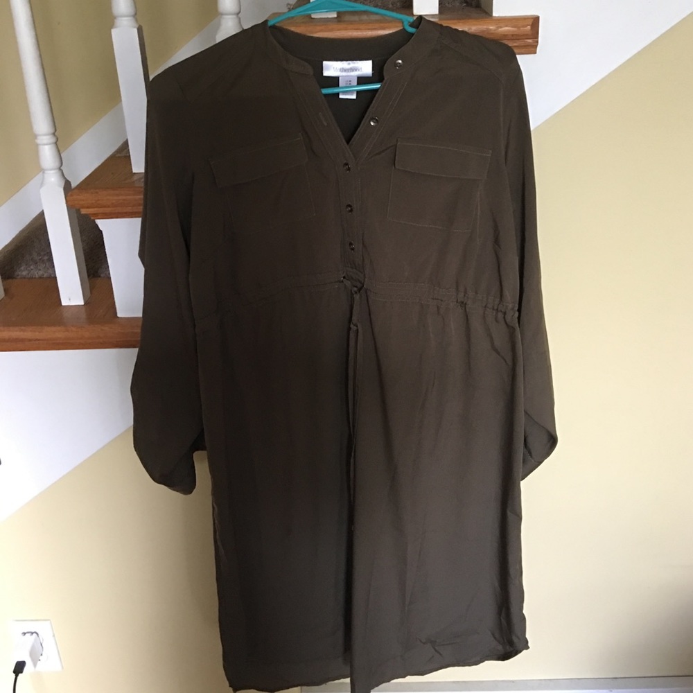Olive green motherhood maternity shirtdress